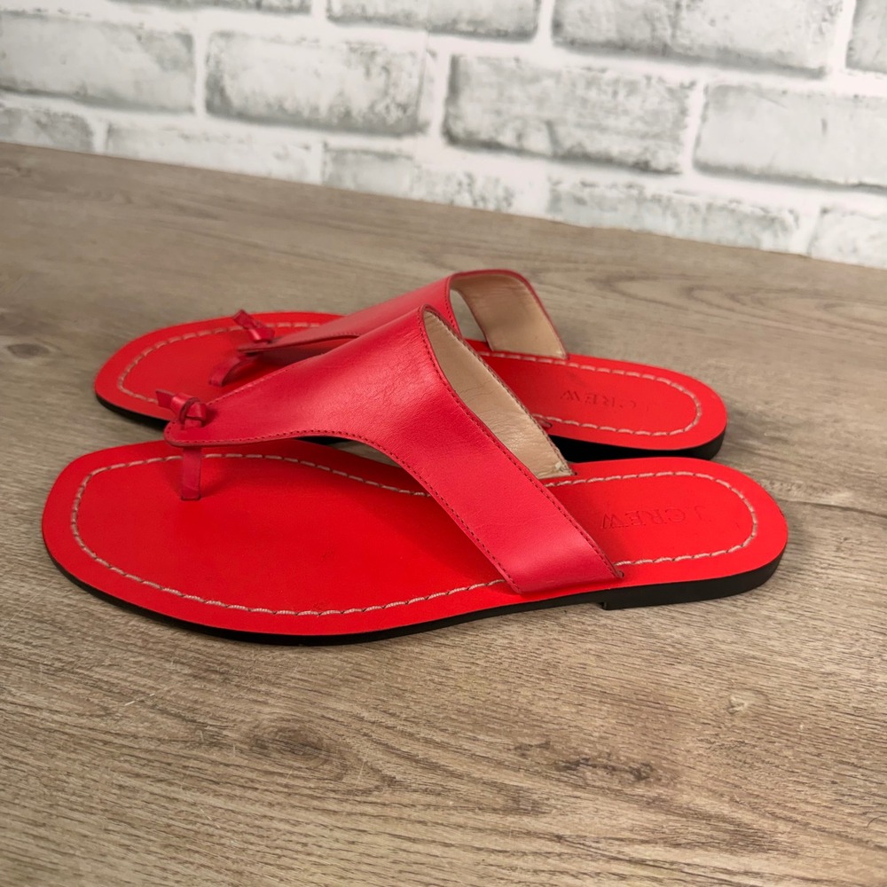 J.Crew Leather Thong Sandal Flat Red Womens 9